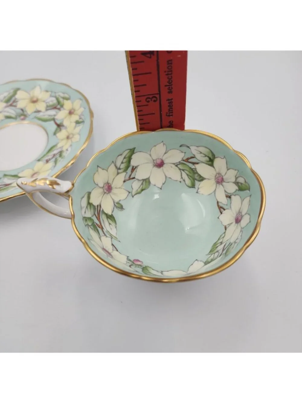 Vintage Royal Stafford English Bone China Gold Gilt Dog-Wood Tea Cup Saucer